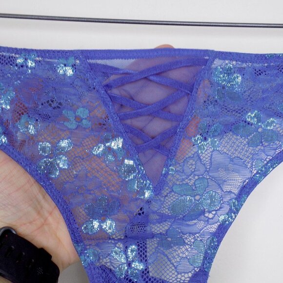 nwt Victoria's Secret dream angels thong lace mesh floral metallic - Picture 2 of 5